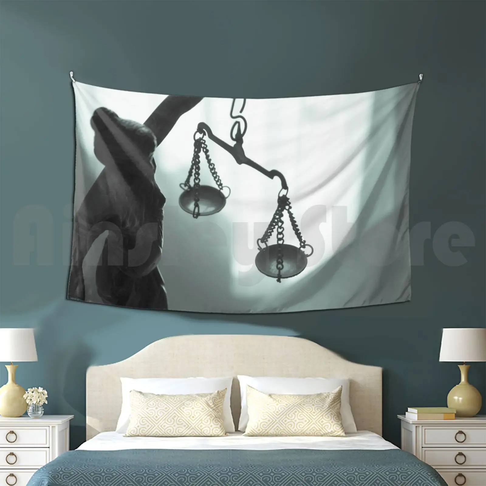 Metal Statue Symbol Of Justice Themis Customized Tapestry Justice Law Lawyer Statue Themis Background