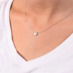 Fashion Gold Chain Initial Charm Necklace Pendant Metal Women Necklaces Jewelry Cutting Letter Single Name Necklace for Women
