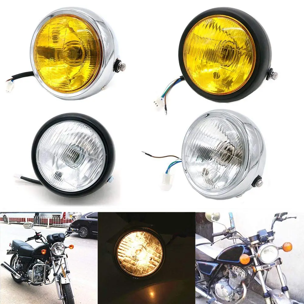 NEW Motorcycle Retro Black Metal Grid 35W Halogen Front Headlight Lamp Kit Fits For CG125 GN125 For Harley Cafe Racer Honda