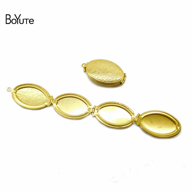 BoYuTe (50 Pieces/Lot) 20*33MM Oval Shape Brass Locket Pendant Materials Factory Supply Handmade Diy Jewelry Accessories