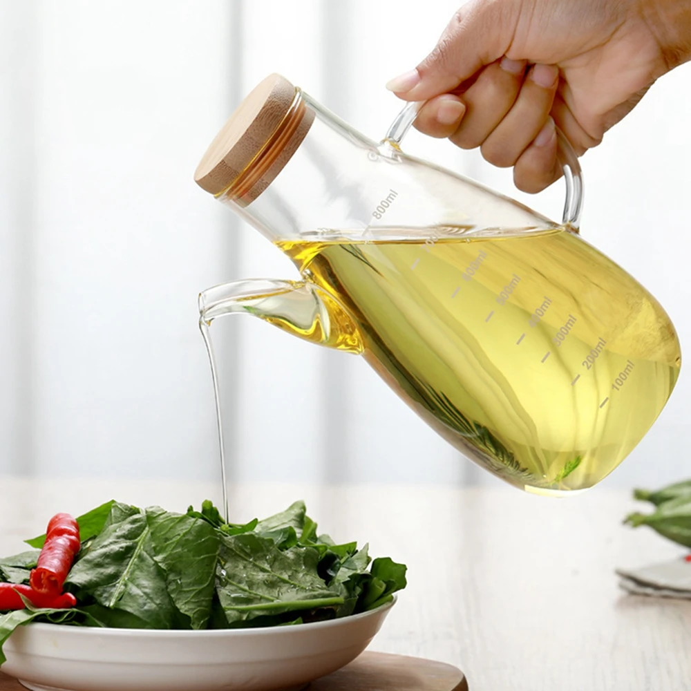 Glass Olive Oil Bottle Leak-proof Oil Edible Soy Sauce Vinegar Seasoning Jar Heat-resistant Glass Oil Pot Kitchen Cooking Tools