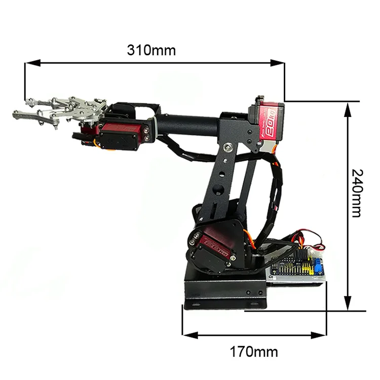 Bras de robot Ardu376 DOF assemblé bon marché, avec servos numériques, pince manipulateur de griffes pour STM32/51 fuchsia, kit robotique