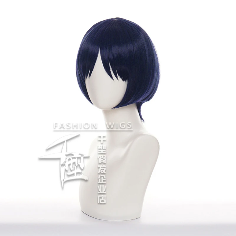 Game Genshin Impact Scaramouche Dark Blue Short Wig Cosplay Costume Heat Resistant Synthetic Hair Men Women Wigs