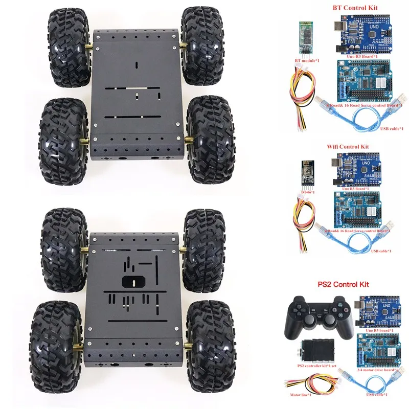 Wifi/Bluetooth/PS2 Điều Khiển 4WD Robot Thông Minh Ô Tô RC Bánh Khung Lắp Khung Xe 130Mm Cao Su Tắt Đường bánh Xe Bánh Xích Xe DIY