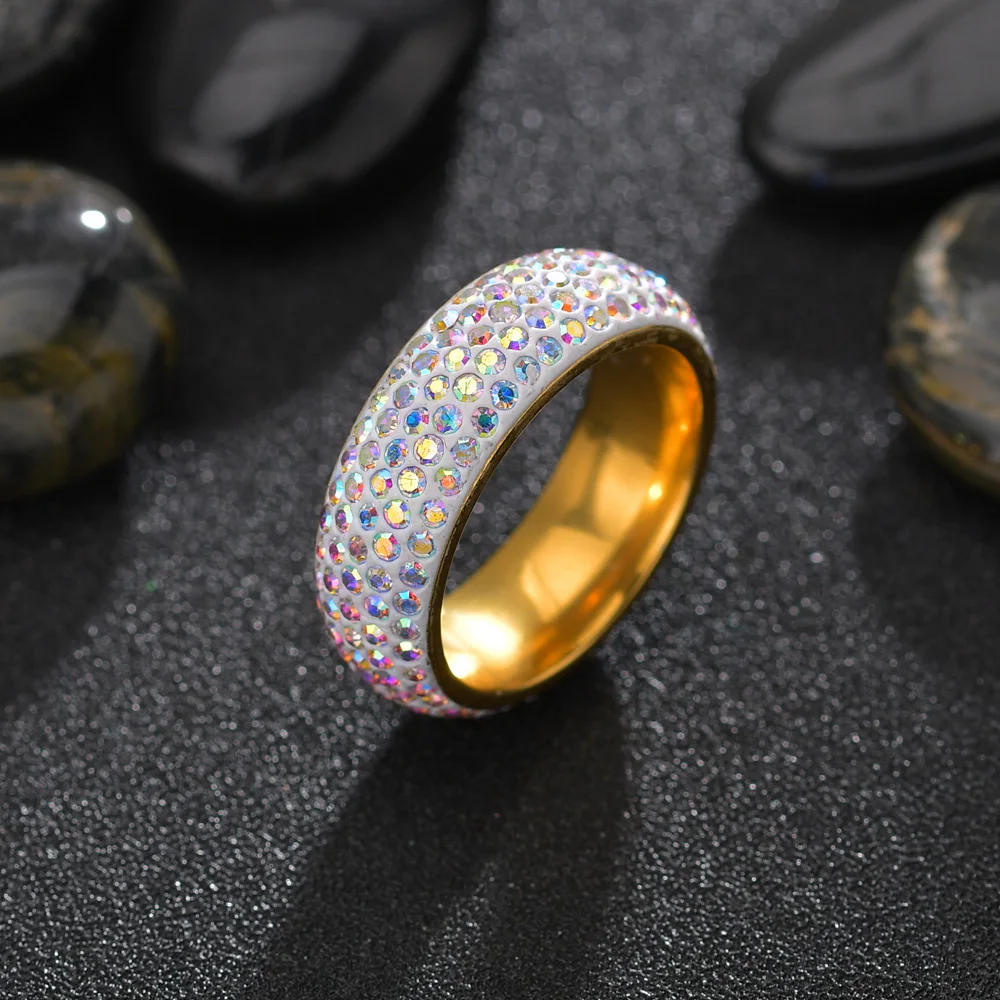 Anillos de Compromiso de cristal negro para mujer, anillos elegantes blancos, regalo de joyería nupcial de boda, nueva moda, gran oferta