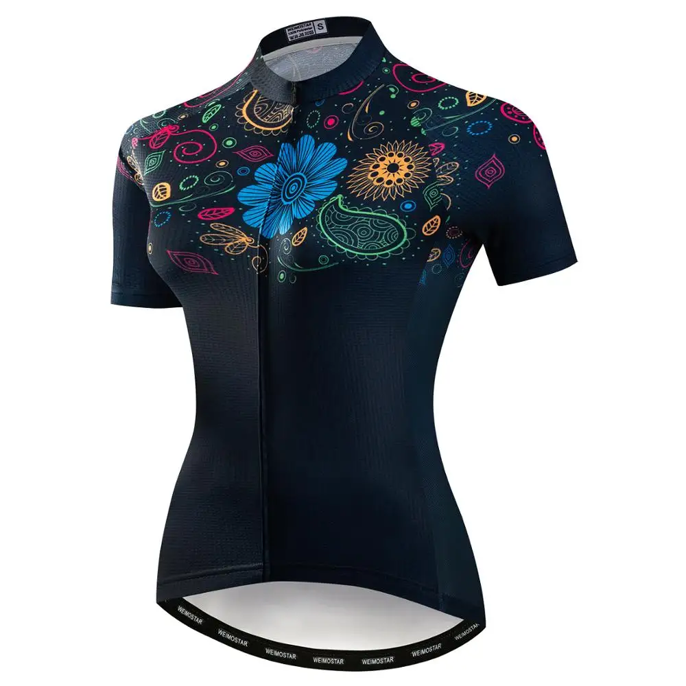 Weimostar 2024 Cycling Jersey Women Short Sleeve Flower Cycling Clothing Summer MTB Bike Jersey Tops Racing Sport Bicycle Shirt