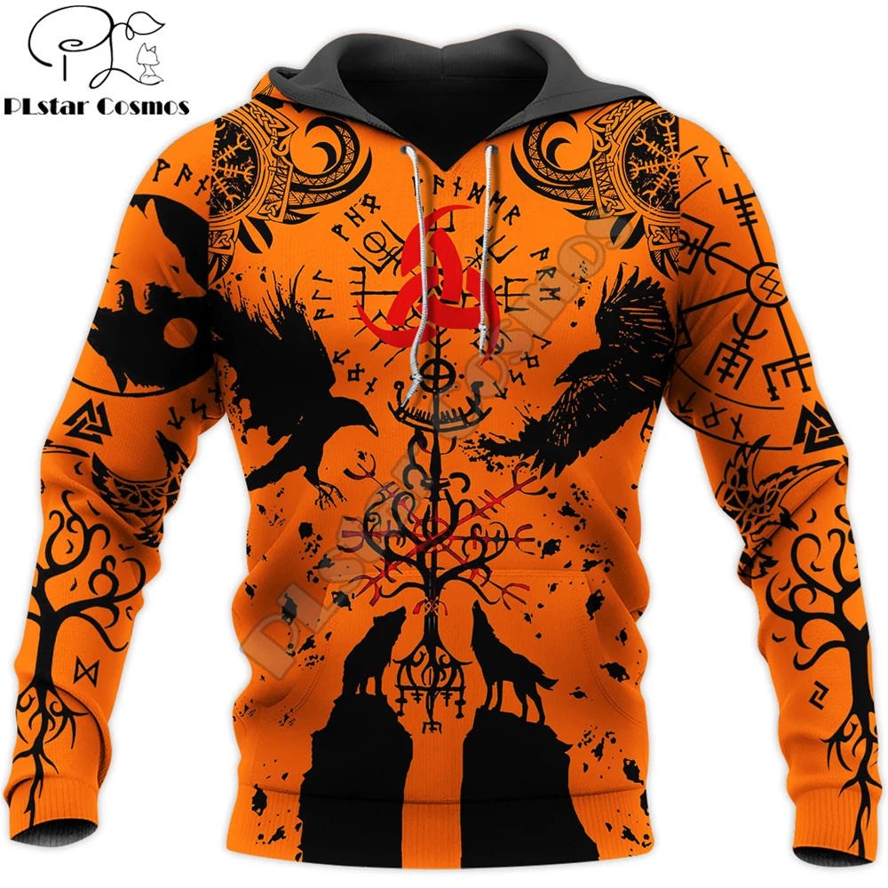 Norse Mythology Wolf Raven Tattoo 3D All Over Printed Mens Hoodie Fashion Unisex Casual Streetwear Jacket Tracksuits DK080