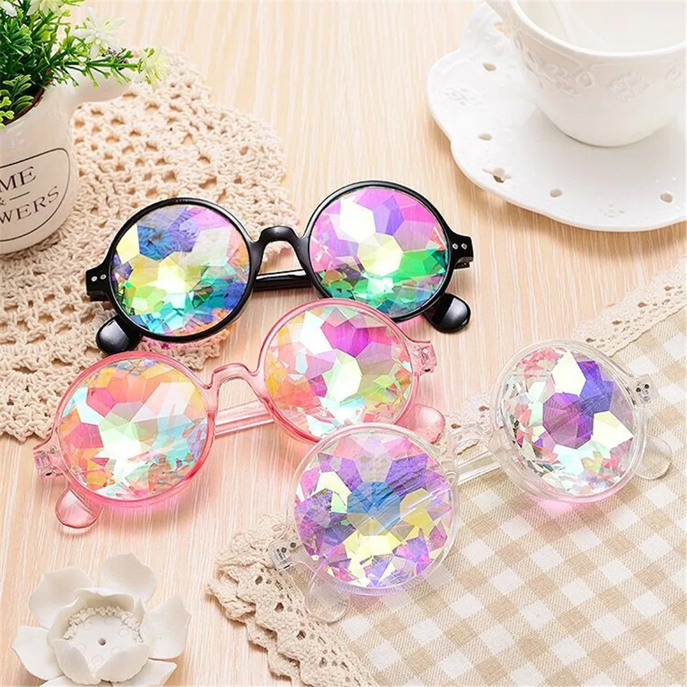 Rave festival Round Sunglasses Women Party Psychedelic Prism Diffracted Lens Holographic Sunglasses Female