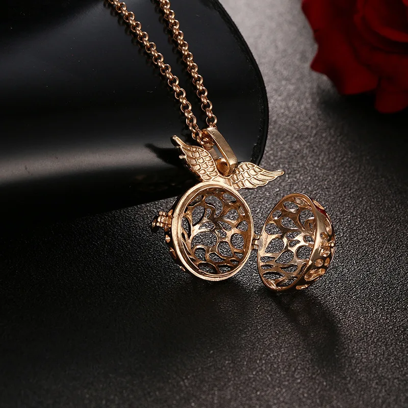 Mexico Chime Music Angel Ball Caller Vintage Pendant Aromatherapy Essential Oil Necklace For Women Fashion Sweater Chain Jewelry