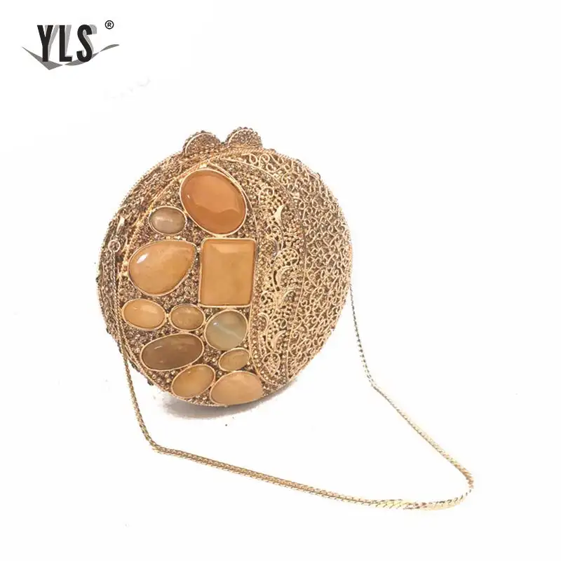 Women Delicate Gold Ball Evening Handbags Clutches Purse NEW Designer Evening Clutches Shoulder Bag Crossbody Bag YLS-J07