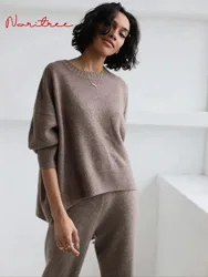 Asimmetria di lusso due pezzi 45% Cashmere 30% lana abiti donna caldo visone Cashmere top in maglia gamba larga set di pantaloni di lana wy548