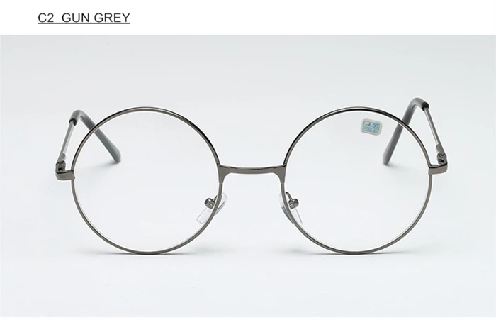 Runde Myopie-Brille für Damen und Herren, Retro-Metallbrille mit klaren Gläsern, kurzsichtige Brille, schwarz, silberfarben, goldfarbene Rahmen, -1,0, -1,5, -2,0 bis -4,0 – Detail 8