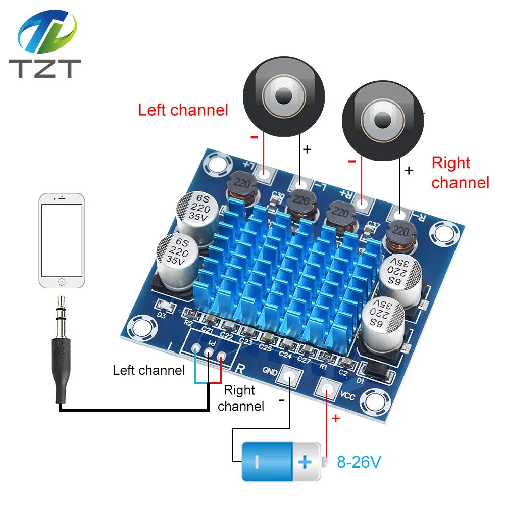 1/3PCS TPA3110 XH-A232 30W + 30W 2,0 Kanal Digital Stereo Audio Power Verstärker Bord DC 8-26V 3A für Arduino – Detail 4
