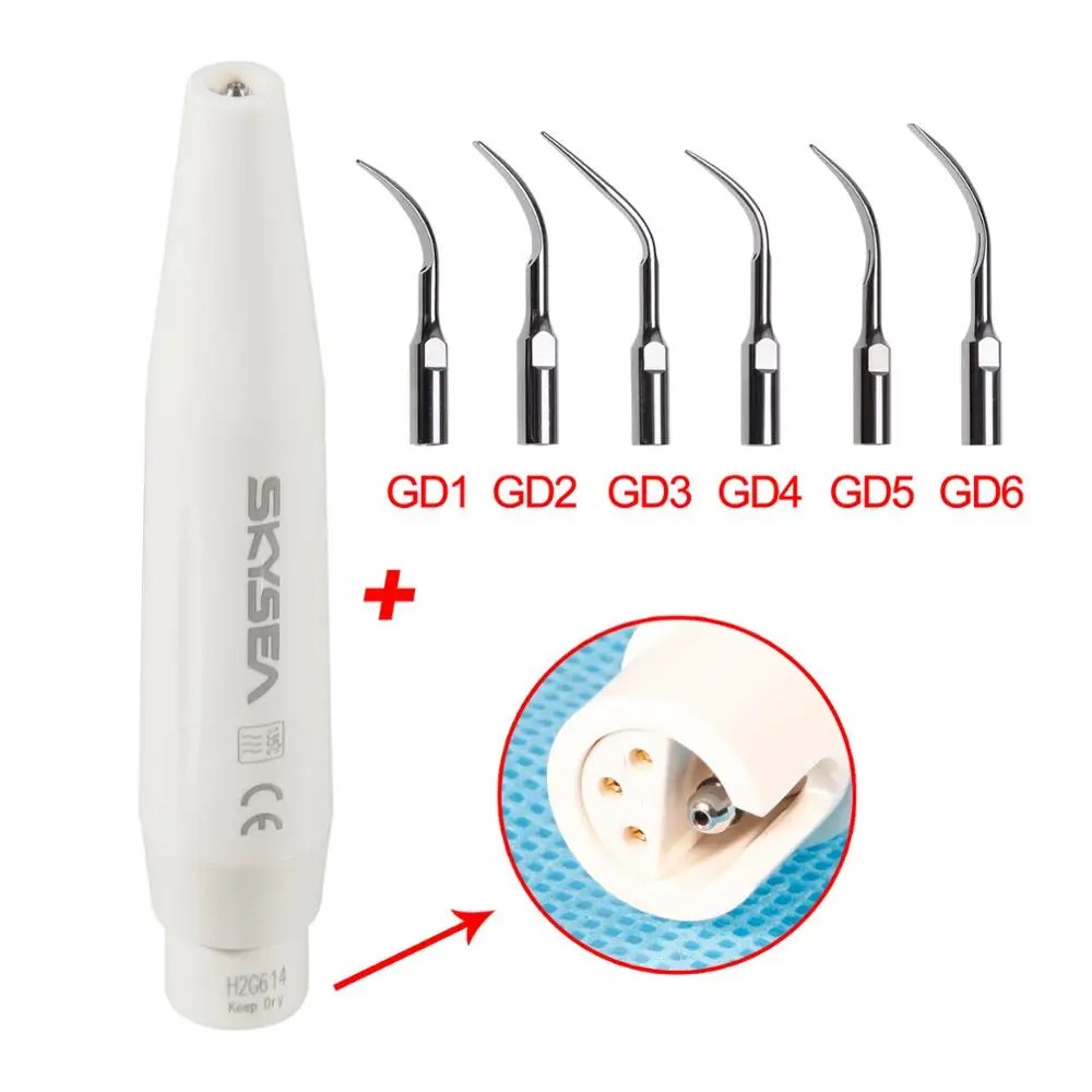 

SKYSEA Dental Ultrasonic Scaler Handpiece SK-DTE + 5Pcs Supragingival Scaling Tips 6 Types GD1-GD6 For DTE&SATELEC