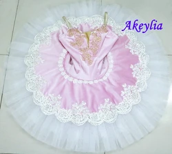 Cream Pink Platter Performance Fairy Doll Pancake Tutus Adult Professional Ballet Tutus  Women Classical Ballet Stage Costumes