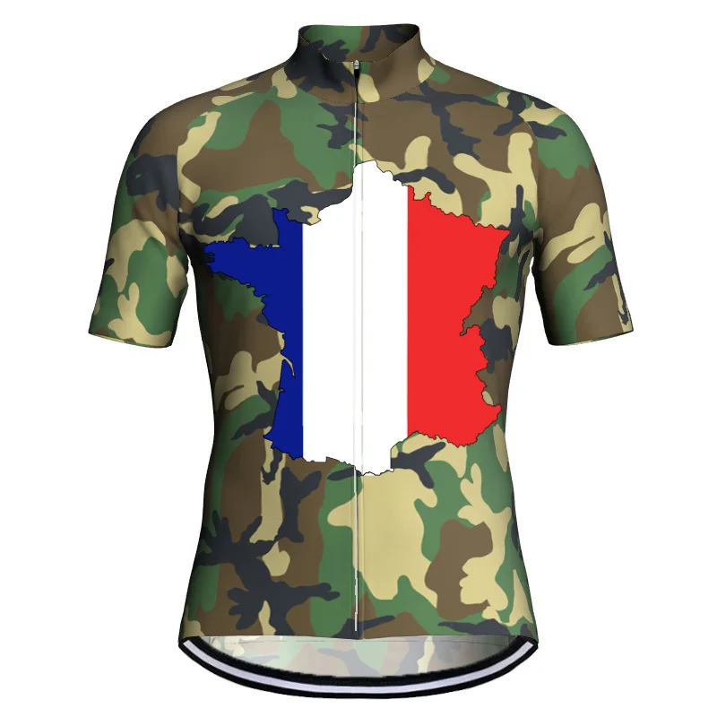 Jersey de ciclismo curto ao ar livre para homens, jaqueta de bicicleta, roupas esportivas, roupas de bicicleta, Pro motocicleta, camisa de montanha, França