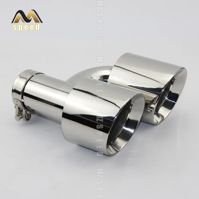 Car Accessories Stainless Steel And Bright Face Without Marked H-Type Double Outlet Straight Edge Exhaust Pipe Tailpipe