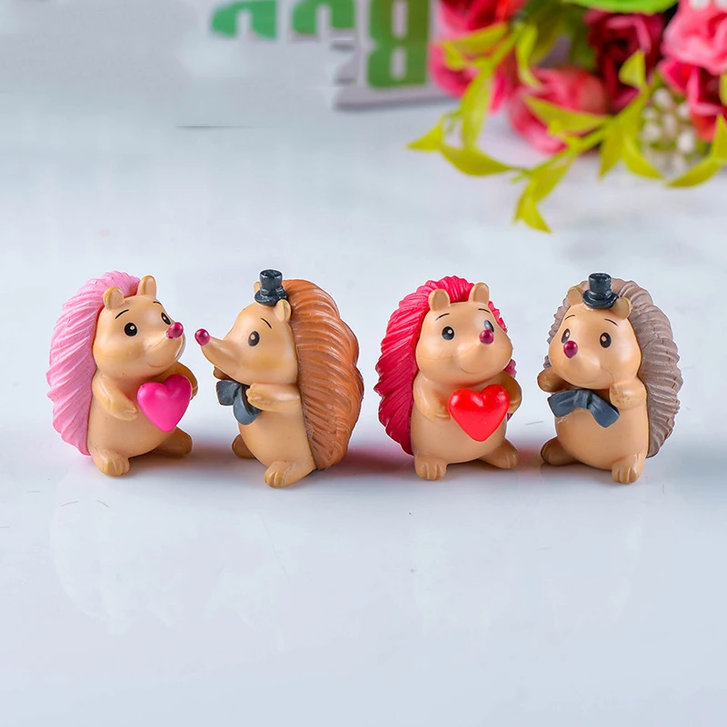 4 Pcs Plant Ornament Craft Ornament Embracing Hedgehog Ornament DIY Material Micro-landscape Wholesale