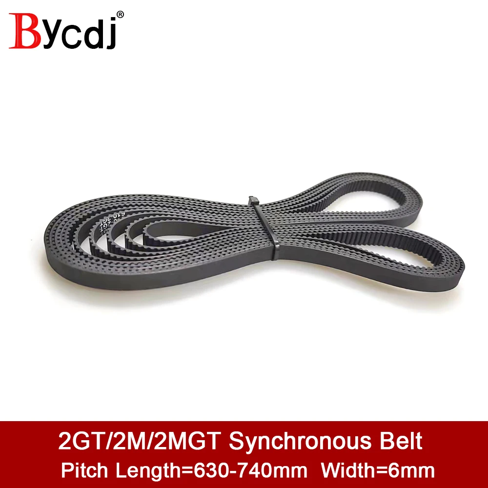 GT2 Closed Loop Timing Belt Rubber 630/640/650/660/670/690/700/710/738/740mm width 6mm suitably GT2 pulley for 3d printer parts