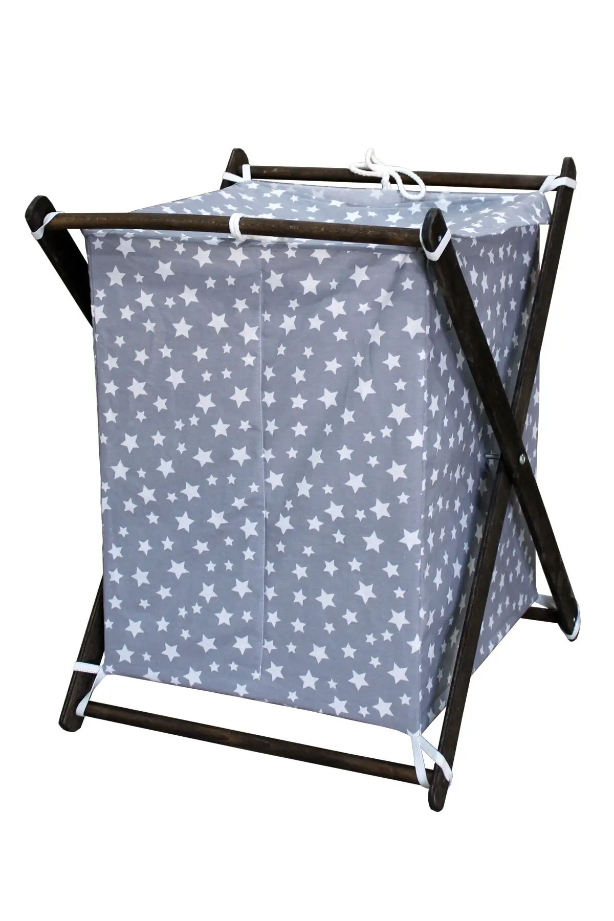 Cesto de roupa de madeira com 2 compartimentos, cesto sujo