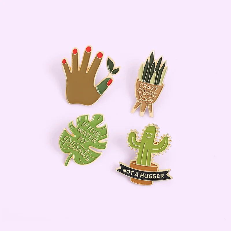 Potted Plants Custom Enamel Pin Monstera Sansevieria Cactus Cartoon Brooches Lapel Badges Fashion Pin Gift for Friends Wholesale