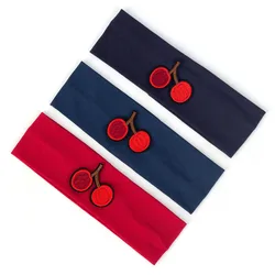 Fashion Baby Boy Girls Cherry Applique Flat Headbands Soft Child Kids Cotton Stretch Headwear Head Wrap New born Kids Gift