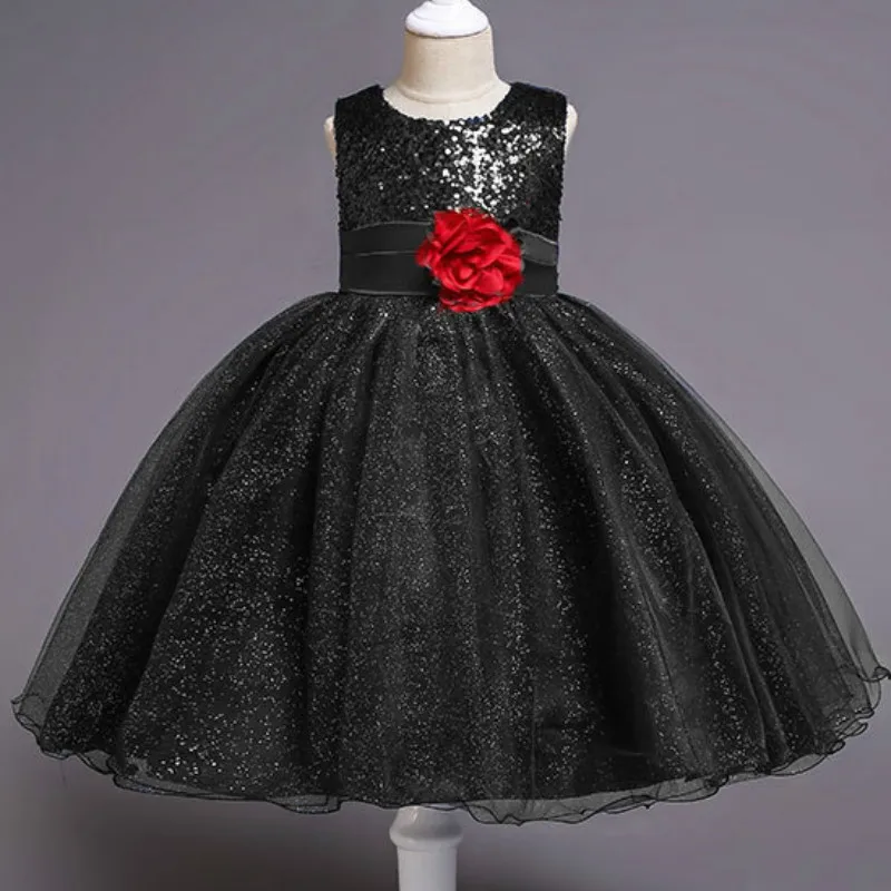 Baby Girls Sequins Flower Party Tutu Dress Clothes Children Girls Wedding Birthday Dress Clothing Infant Kids Christmas Costume