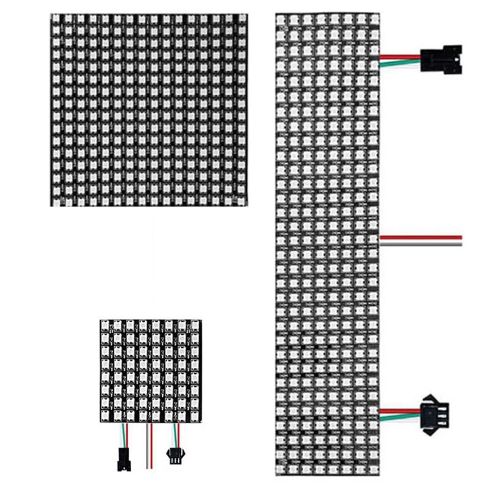 DC5V WS2812B Individually Addressable Led Panel Module 8X8 8X32 16X16 Small Screen Matrix Pixel Flexible Bending 3Pin Connection