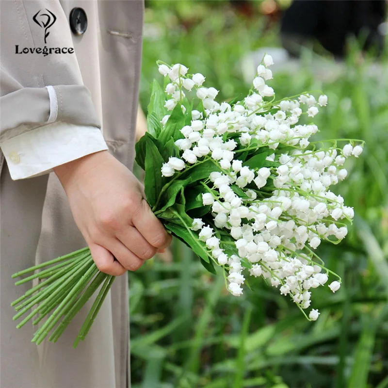 Lovegrace Convallaria Boeket Bruidsmeisje bos Bloemen Drop Verzending Bridal Lelie van de Vallei Bloem DIY Thuis Bruiloft Decor