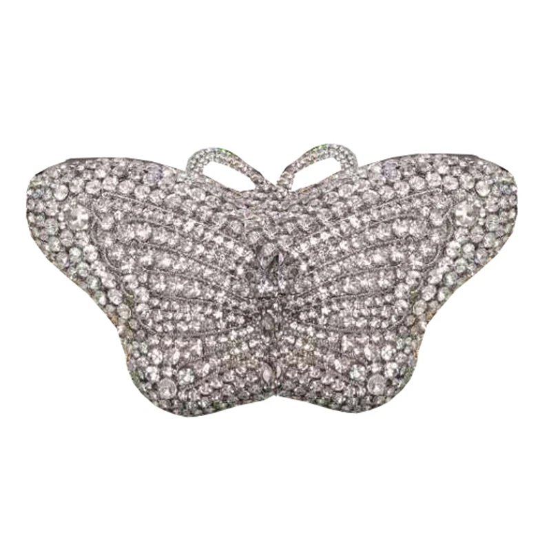 The latest design butterfly shape single shoulder latest crystal diamond chain dinner bag rhinestone wedding party dinner bag