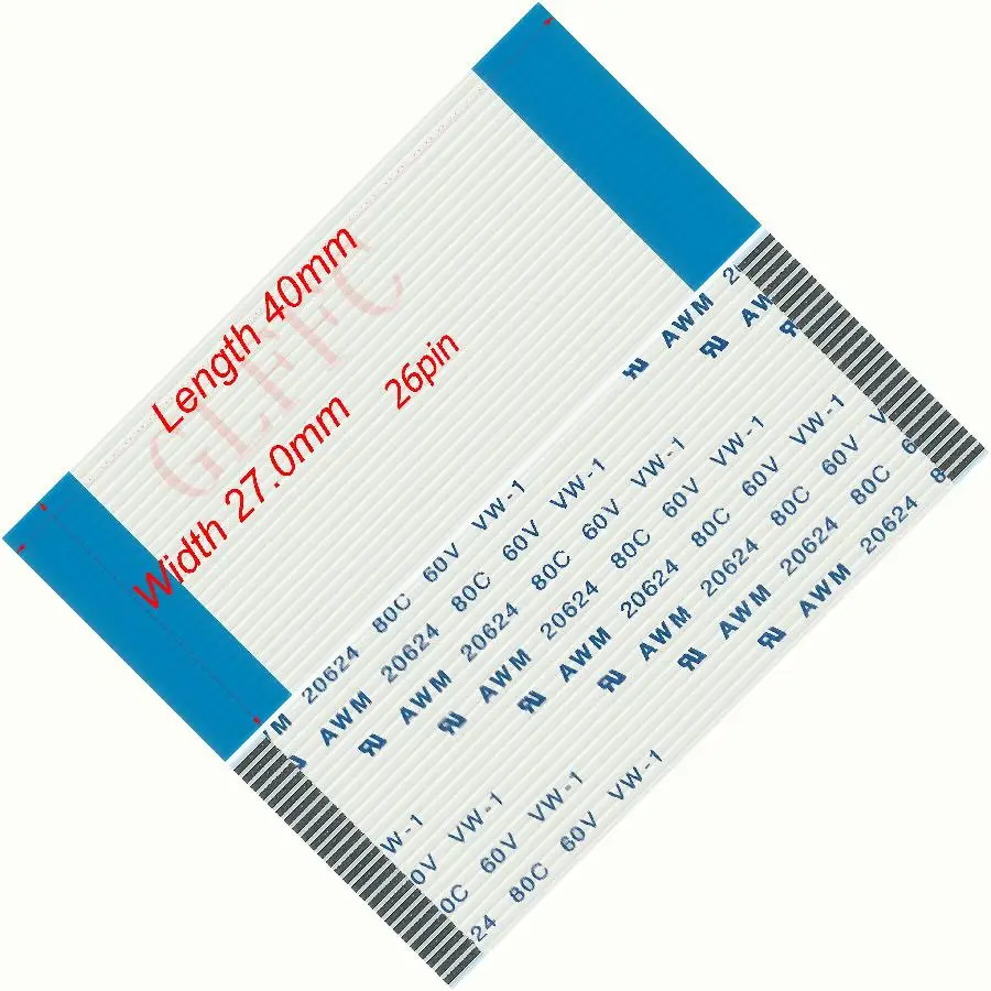 26pin 1.0pitch 40mm-3500mm A-type Flexible Flat Cable FFC awm 20624 ROHS for TTL LCD DVD Computer