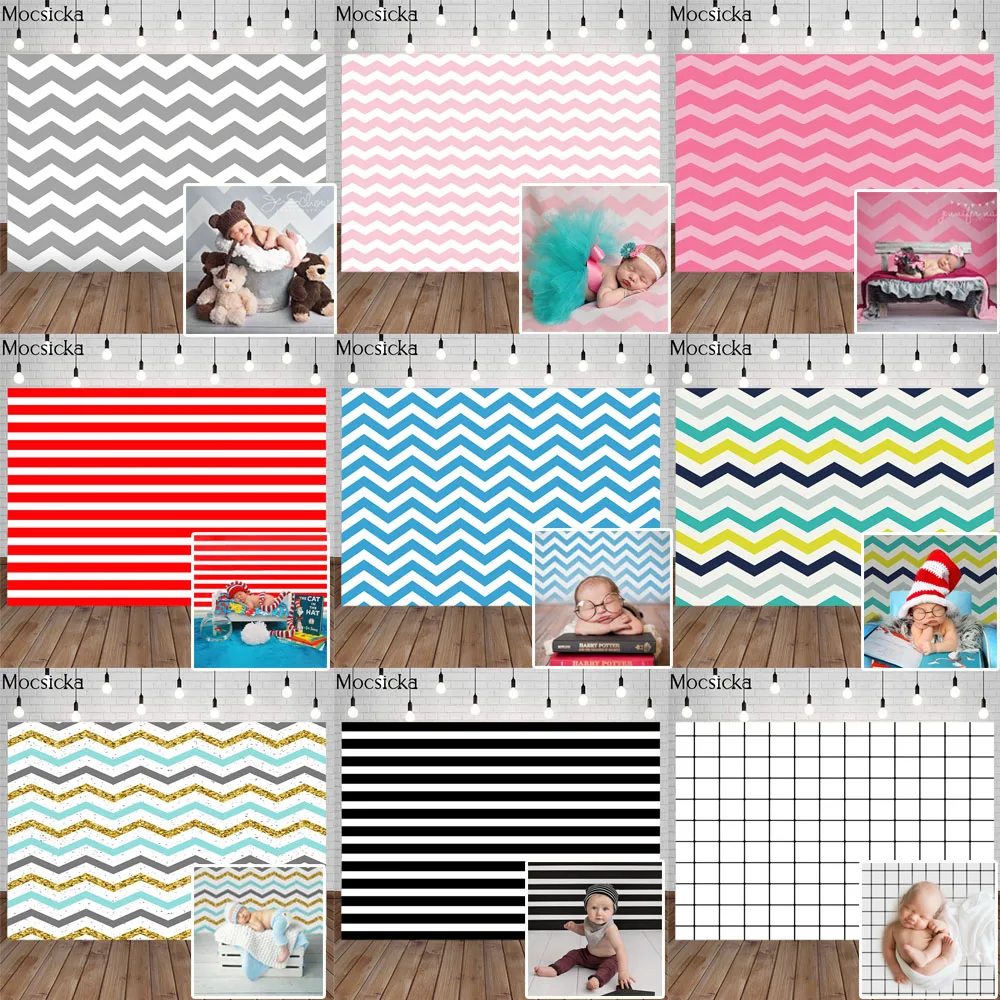 

Black Blue Gray Pink White Stripe Photography Background Newborn Birthday Photocall Party Backdrop Baby Shower For Photo Studio