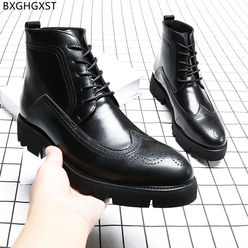 Ankle Boots for Men Male Platform Motorcycle Boots Men Casual Shoes Leather Boots for Man 2024 Luxury Designer Shoes Men Zapatos