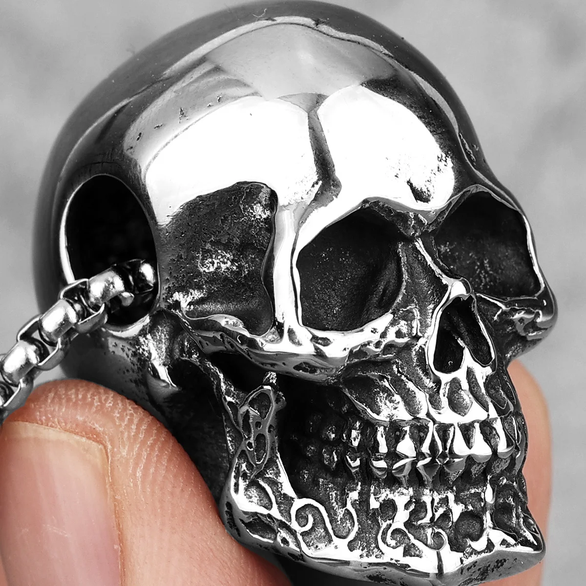 Gothic Reality Skull Stainless Steel Men Necklaces Pendants Chain Punk for Boyfriend Male Jewelry Creativity Gift Wholesale