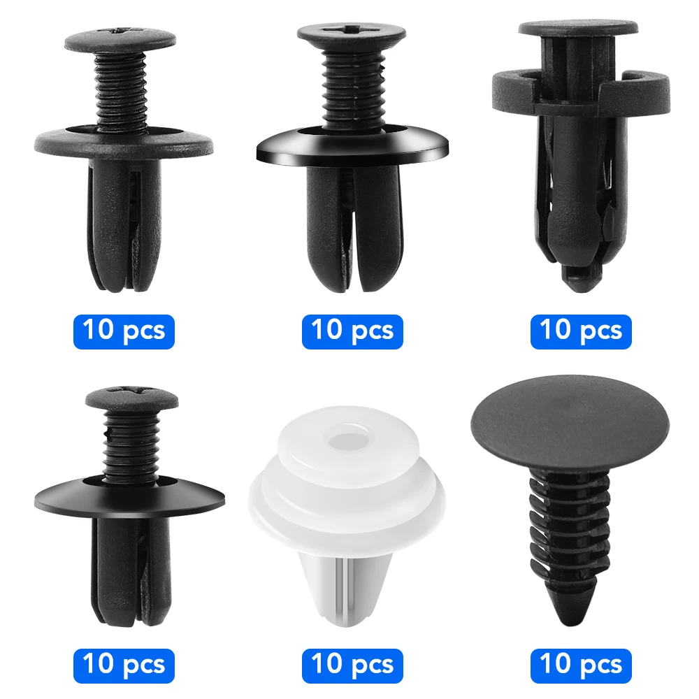 6 Size 60pcs Auto Fastener Clip Mixed for SsangYong Actyon Kyron Korando Rexton Tivoli