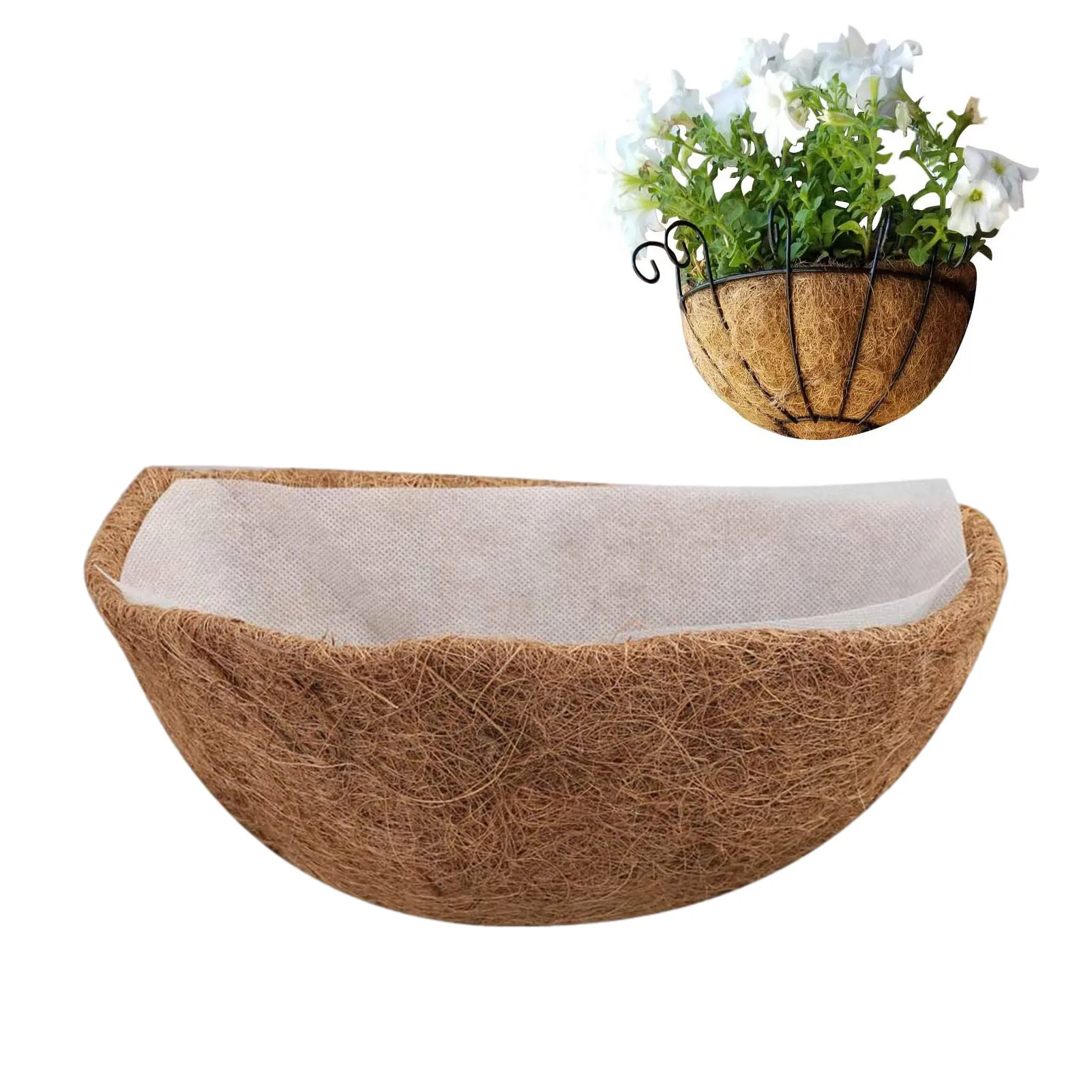 Replaceable Thick Coco Coir Liners Multiple Sizes Strong Water Absorption Coconut Fiber Lining For Hanging Planter Basket