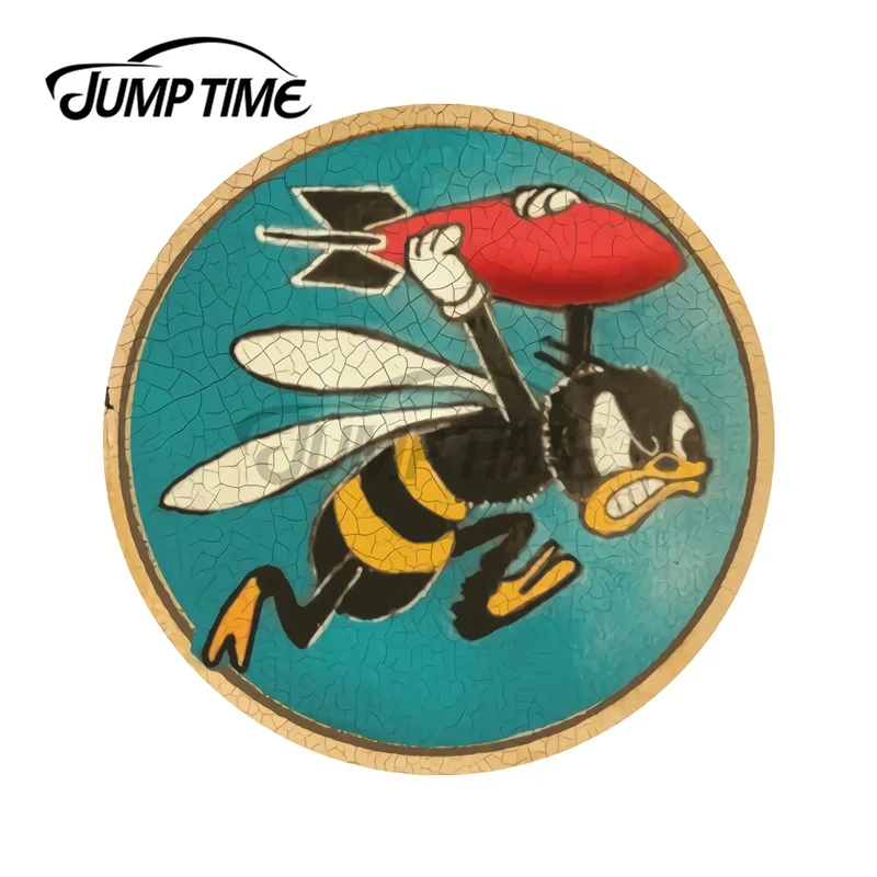 JumpTime 13 x 13 cm Bee Bomber WW2 Patch Car Stickers and Decals Fashion 3D Custom Printing Vehicle VAN Decoration Waterproof