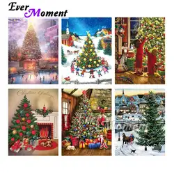 Ever Moment Diamond Painting Set Christmas Tree Gift Diamond Embroidery House Stuff 5D Square Drills Mosaic For Giving ASF2209