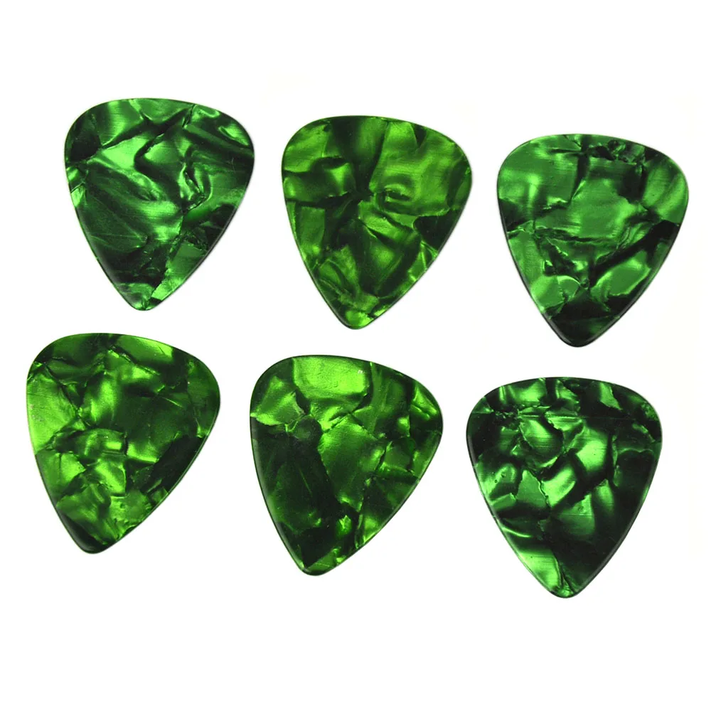 100 pçs/lote 0.46 milímetros 0.71 milímetros 0.96 milímetros 1.5 milímetros Verde Pérola Celluloid Picaretas Da Guitarra Plectrums para Acústico Da