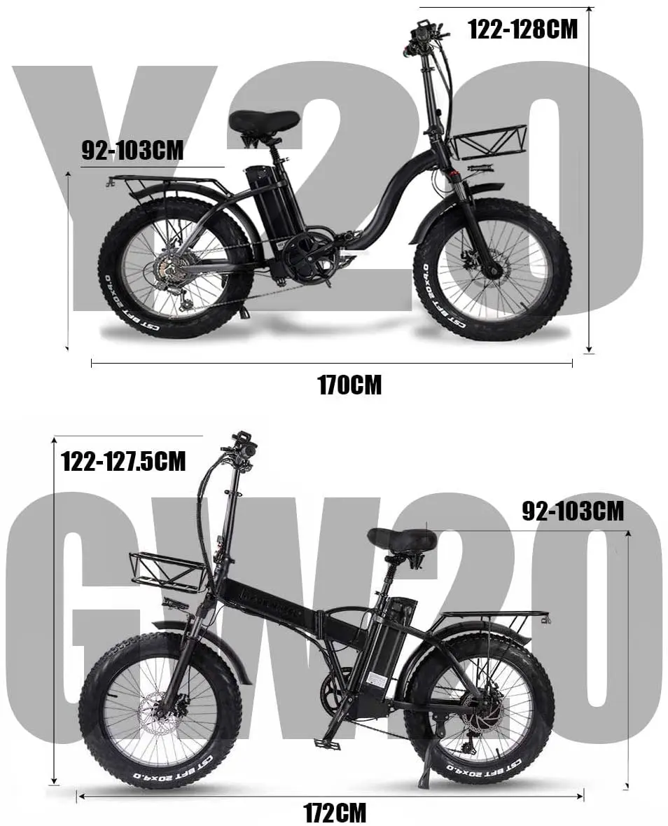 EU Stock Pack Of 2 E-bike Y20 & GW20 Folding Bike 20 Inch Electric Bikes For Adults,750w Motor 7-speed 48v 15ah E-bike