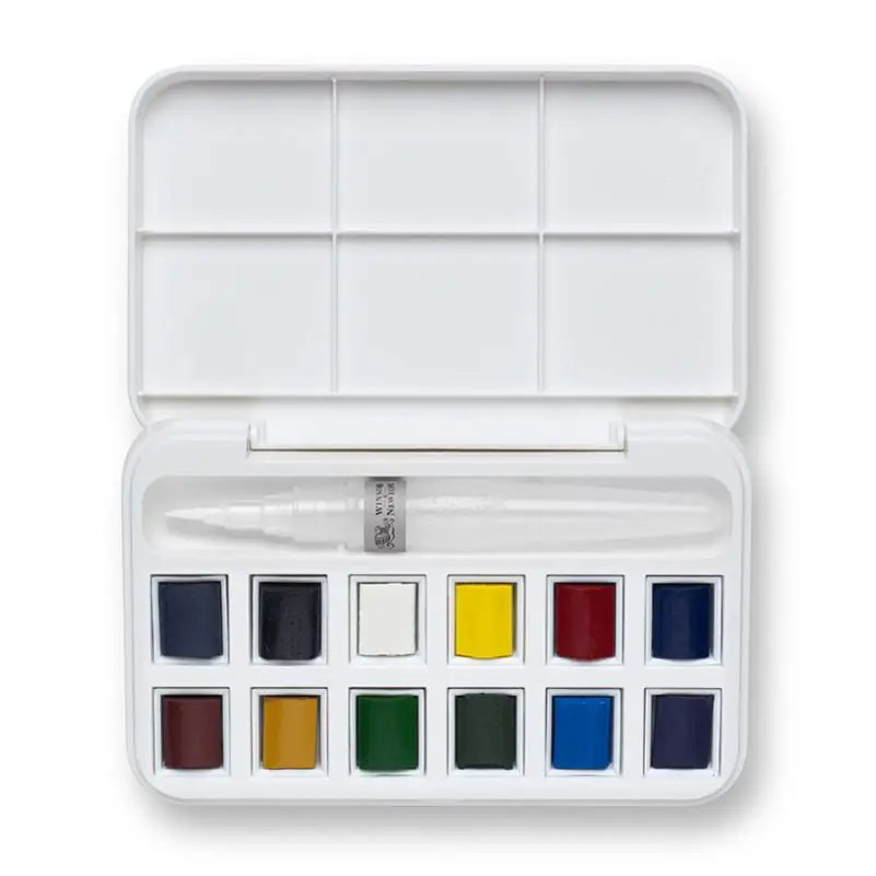 

Winsor & Newton Cotman 12 Colors Solid Watercolor Paints Set Water Colours With Brush Pen,Art Painting Supplies