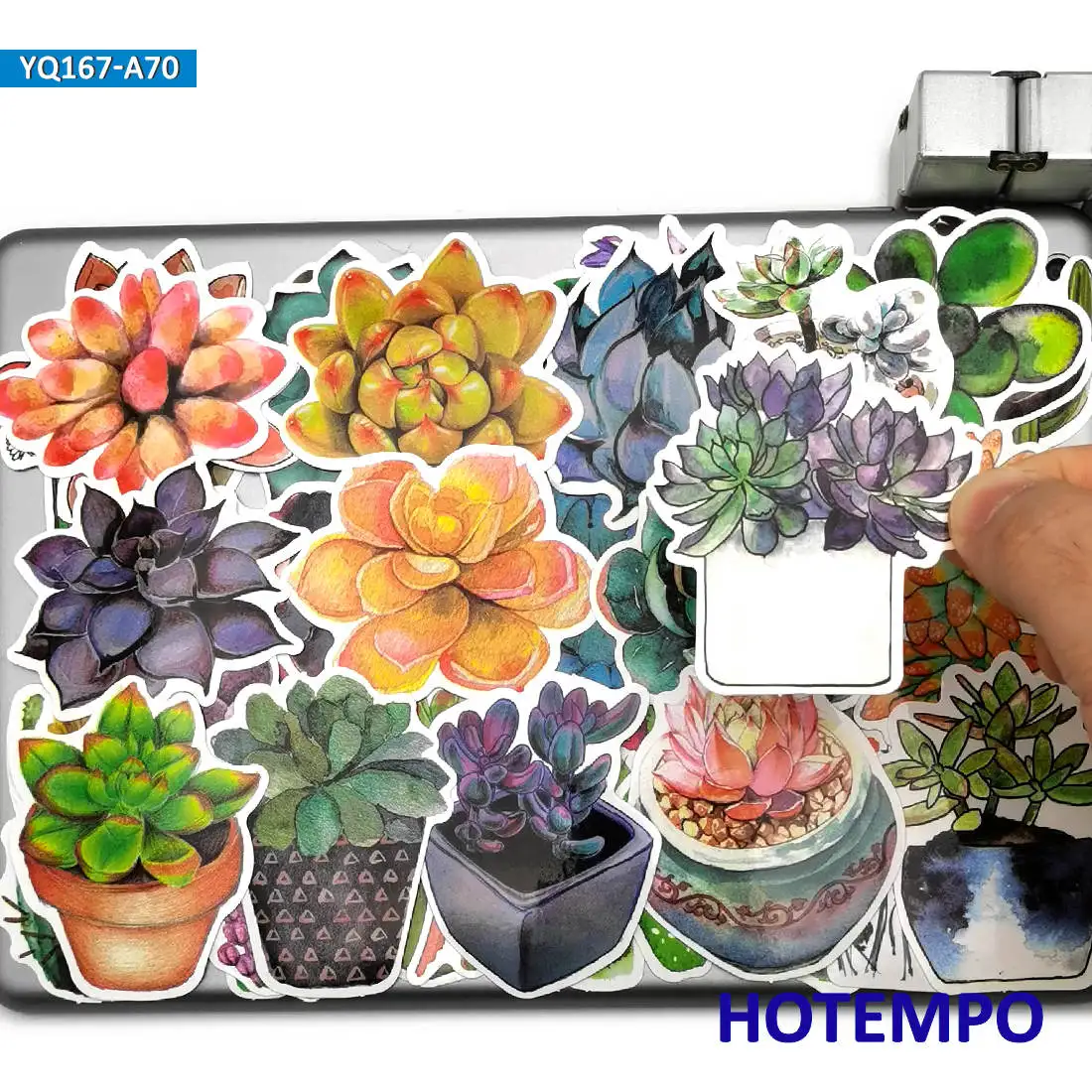 70pcs Cute Cartoon Succulent Plants Potted Waterproof Sticker for DIY Scrapbook Glass Phone Laptop Case Motorcycle Car Stickers