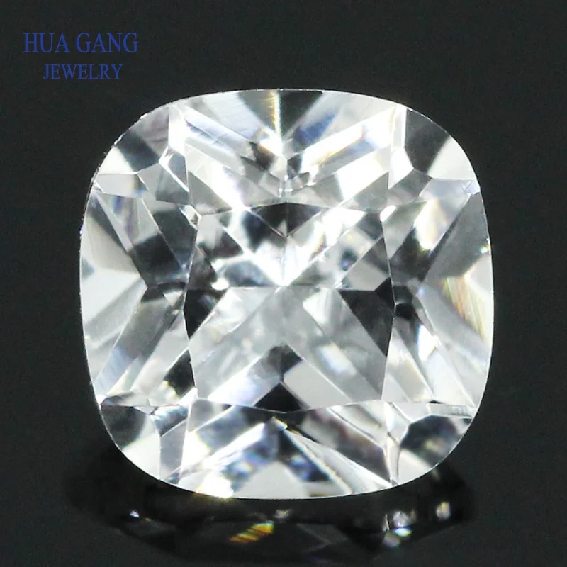 12# White 3x3~10x10mm Synthetic Corundum Gems Stones Cushion Cut Shape Princess Cut Gems For Jewelry