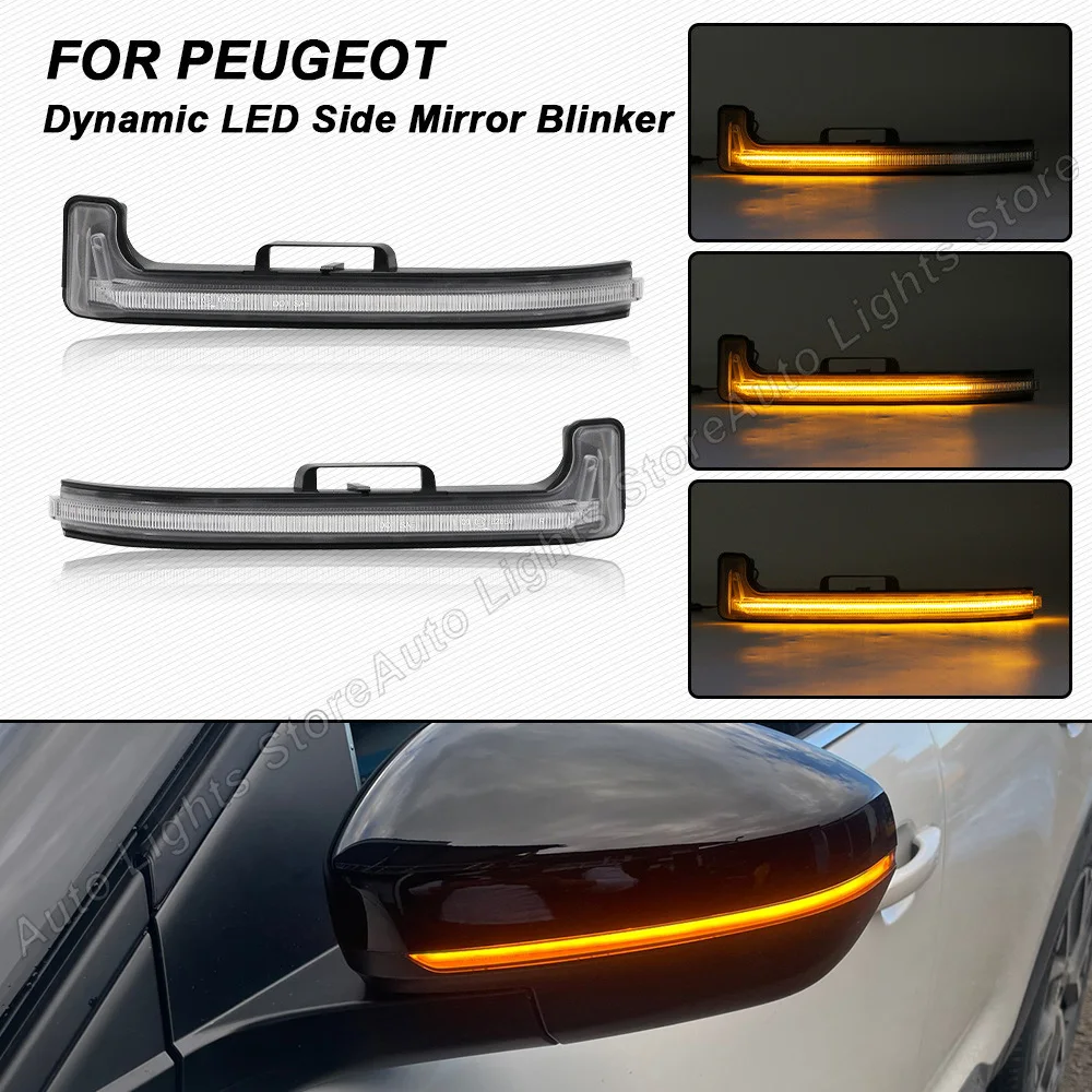 For Peugeot 3008 5008 For Citroen C5 Aircross 2017-2021 LED Side Mirror Blinker Light Dynamic Flowing Turn Signal Indicator Lamp