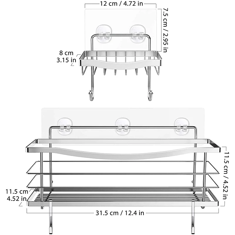 Wall-mounted Storage Rack for Bathroom, Shower Caddy, Shelf for Shampoo, Conditioner, Sponge, Razor, Soap Dish for Kitchen