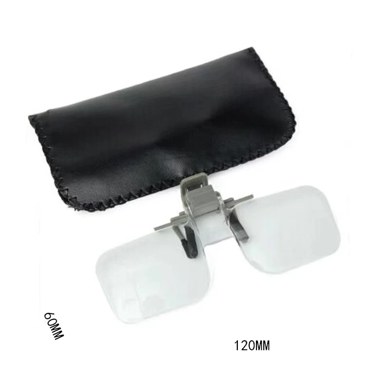 2X Eye Glasses Magnifier with Clip Third Hand Lighted Magnifying Glass Loupe f Needlework Crafts Reading Stamps Low Vision Aids