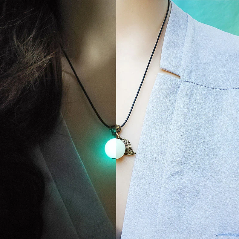 Bracelet for Women Glowing Gem Charm Jewelry Leather Rope Pendant Hollow Luminous Stone Pendant Necklace Gifts
