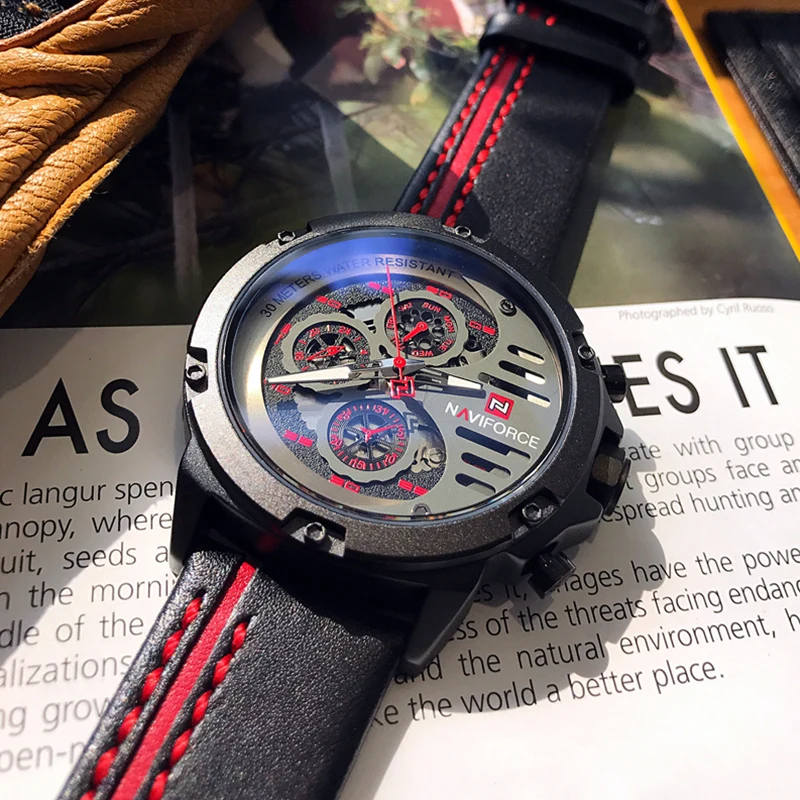 NAVIFORCE Orologi di Moda Da Uomo di Lusso Impermeabile Data Orologio Al Quarzo In Pelle Sport Orologio Da Polso Casual Orologio Maschile Relojes Hombre 2020