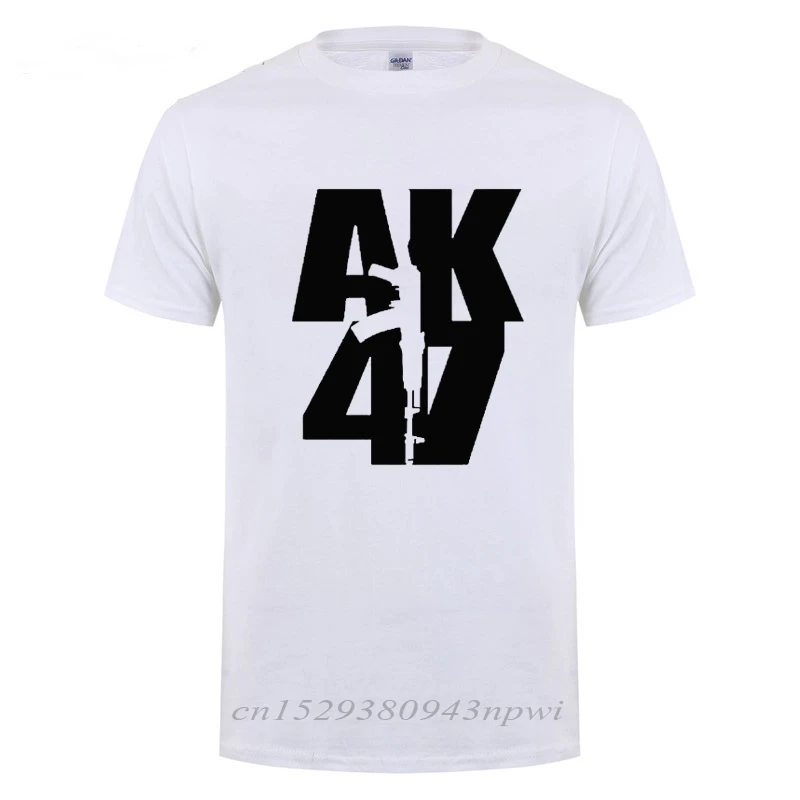 Man Brand Clothing Ak 47 Soviet Union Gun Russian Weapons Rifle Topics T-Shirt For Men Short Sleeve Cotton Cool T Shirt