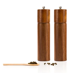 2PCS/Set Wooden Salt and Pepper Grinder Set, Sustainable Acacia Wood,Ceramic grinding core , 8